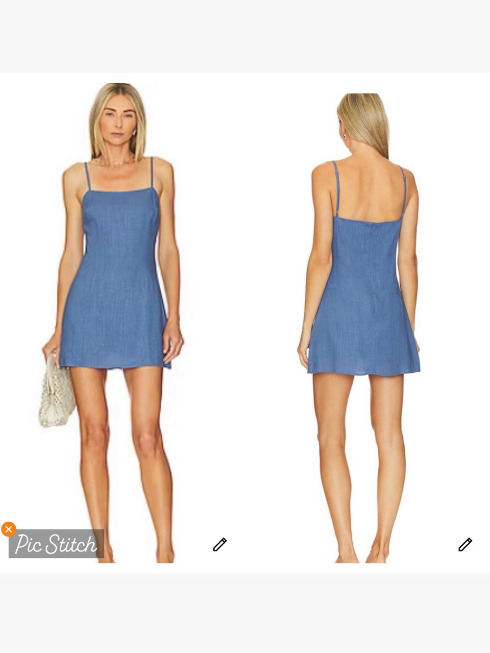 SNDYS x Revolve Blue Linen Mini Dress